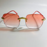 womens rimless gold square oversize sunglasses with red lenses