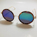 gold and blue womens round sunglasses with mirror lenses