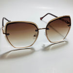 womens brown rimless oversize sunglasses 