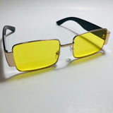 mens and womens yellow black and gold square sunglasses