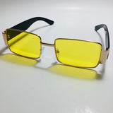 mens and womens yellow black and gold square sunglasses