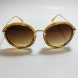 womens brown and gold mirrored round sunglasses