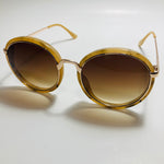 womens brown and gold mirrored round sunglasses