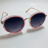 womens pink black and gold mirrored round sunglasses