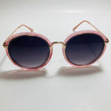 womens pink black and gold mirrored round sunglasses