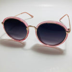 womens pink black and gold mirrored round sunglasses