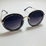 womens black and gold mirrored round sunglasses