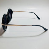 womens black and gold mirrored round sunglasses