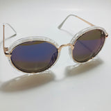 womens white blue and gold mirrored round sunglasses