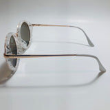 womens white blue and gold mirrored round sunglasses