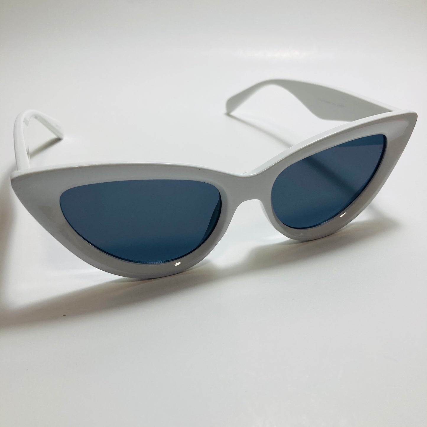 womens cat eye sunglasses white frame with black lenses
