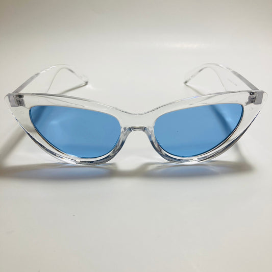 womens cat eye sunglasses clear frame with blue lenses