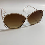 womens gold metal sunglasses with brown lenses