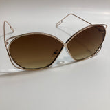 womens gold metal sunglasses with brown lenses