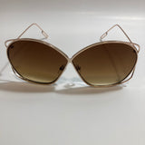 womens gold metal sunglasses with brown lenses