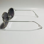 womens silver metal sunglasses with black lenses