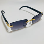 mens and womens black and gold rimless square sunglasses 