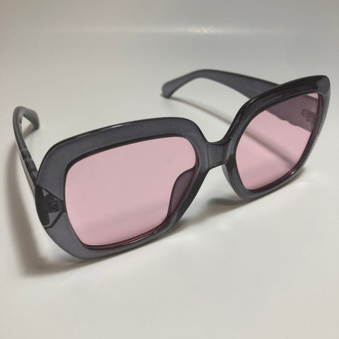 womens gray and pink oversize round sunglasses