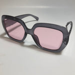 womens gray and pink oversize round sunglasses