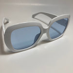 womens white and blue oversize round sunglasses