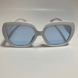 womens white and blue oversize round sunglasses