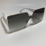 womens white green and gold oversize square sunglasses