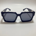 mens and womens blue black and silver square sunglasses