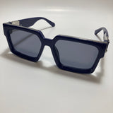 mens and womens blue black and silver square sunglasses