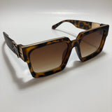 mens and womens brown and gold square sunglasses