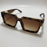 mens and womens brown and gold square sunglasses