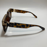 mens and womens brown and gold square sunglasses