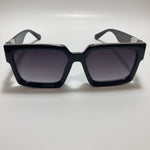 mens and womens black and silver square sunglasses