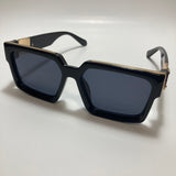 mens and womens black and gold square sunglasses