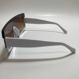 mens and womens brown and white futuristic square sunglasses