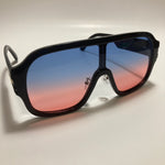 womens pink blue and black oversize shield aviator sunglasses