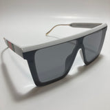 mens and womens white and gray shield sunglasses