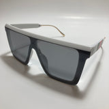 mens and womens white and gray shield sunglasses