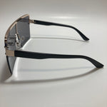 womens black and gold shield sunglasses