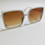 womens white and brown oversize square sunglasses