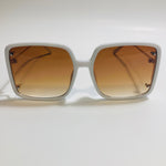 womens white and brown oversize square sunglasses