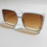 womens white and brown oversize square sunglasses