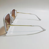 womens white and brown oversize square sunglasses