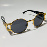mens and womens black and gold round sunglasses