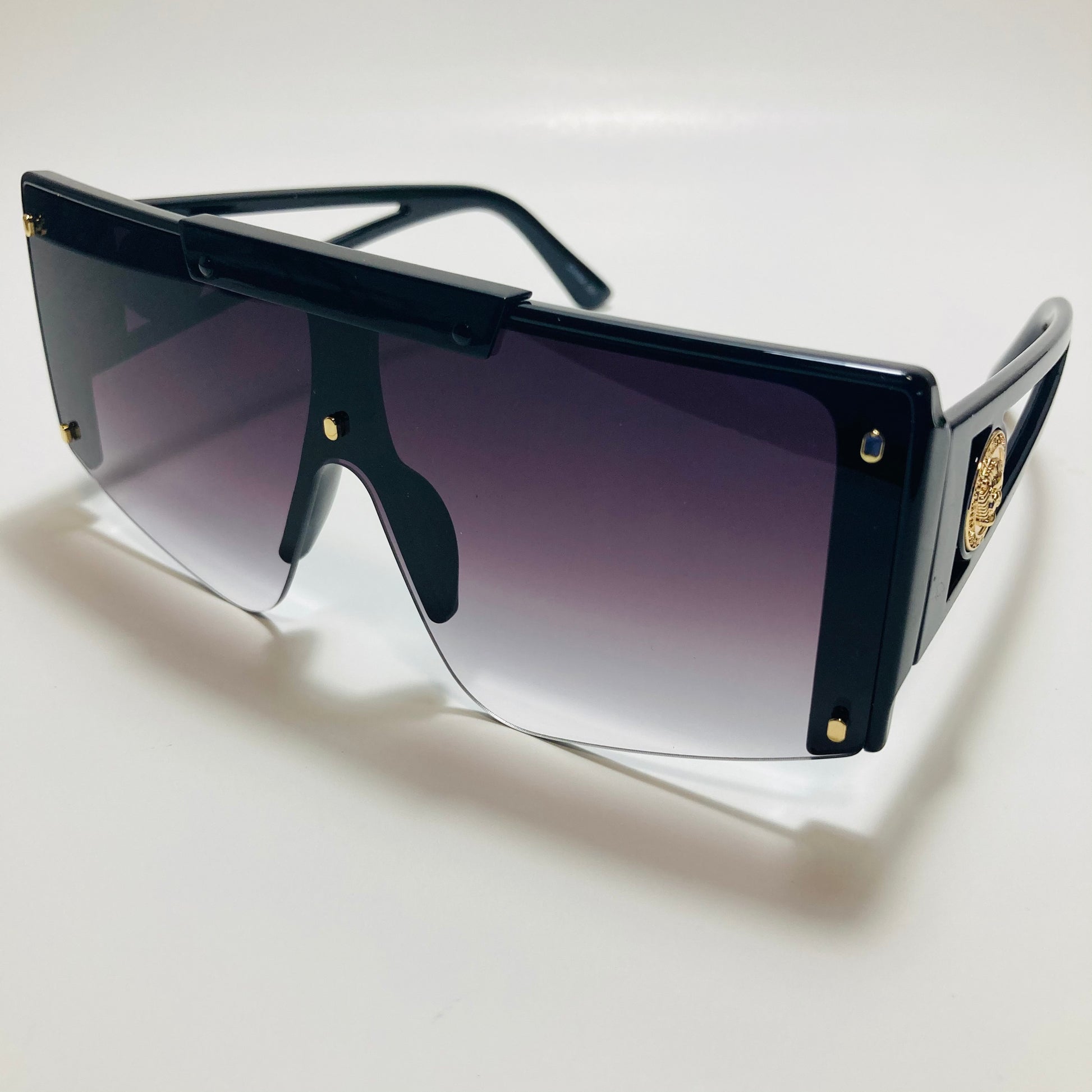 womens black oversize shield sunglasses