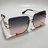 womens oversize square black and pink rimless sunglasses