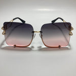 womens oversize square black and pink rimless sunglasses