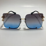 womens oversize square black and blue rimless sunglasses