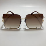 womens oversize square brown rimless sunglasses