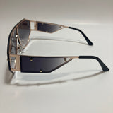 womens black and gold shield sunglasses