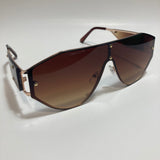 womens brown and gold shield sunglasses